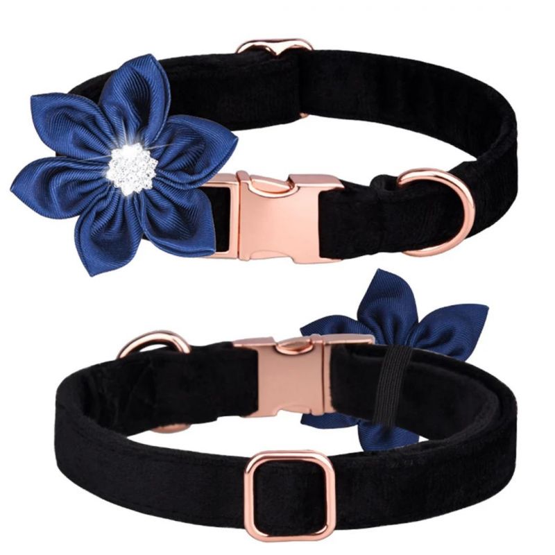 New Design Dog Collar with Flowers and Rhinestone Pet Collar