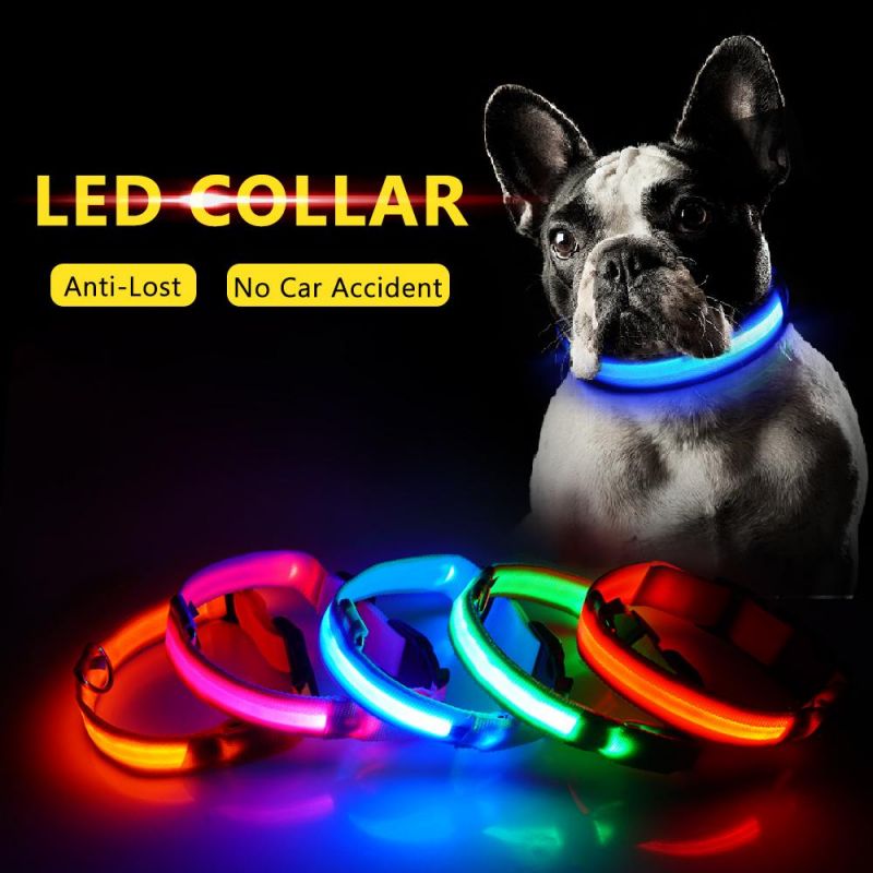 Rechargeable Nylon Flashing Light up Dog LED Collar