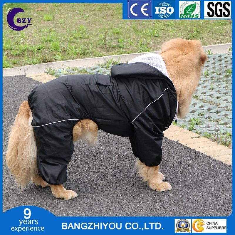 Big Dog Siamese Raincoat Breathable Reflective Big Hat Four Feet Pet Poncho