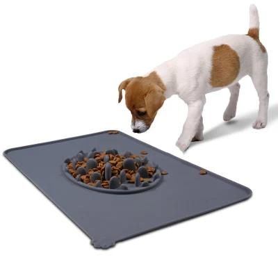 Wholesale Custom Durable Folding Silicone Pet Dog Food Feeding Mat Slow Food Bowl