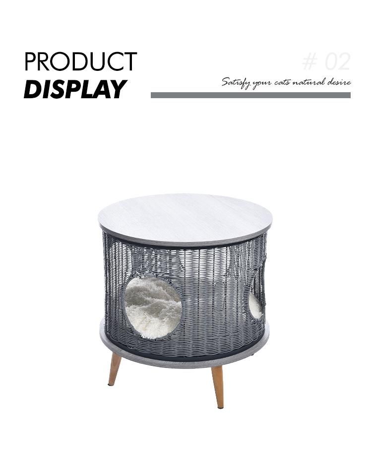 Natural Rattan Cat House Elevated Cat House Bed