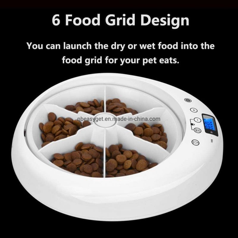 6-Meals Portion Automatic Pet Feeder - Auto Pet Feeder with Digital Timer Food Dispenser Wet and Dry Foods Esg13955