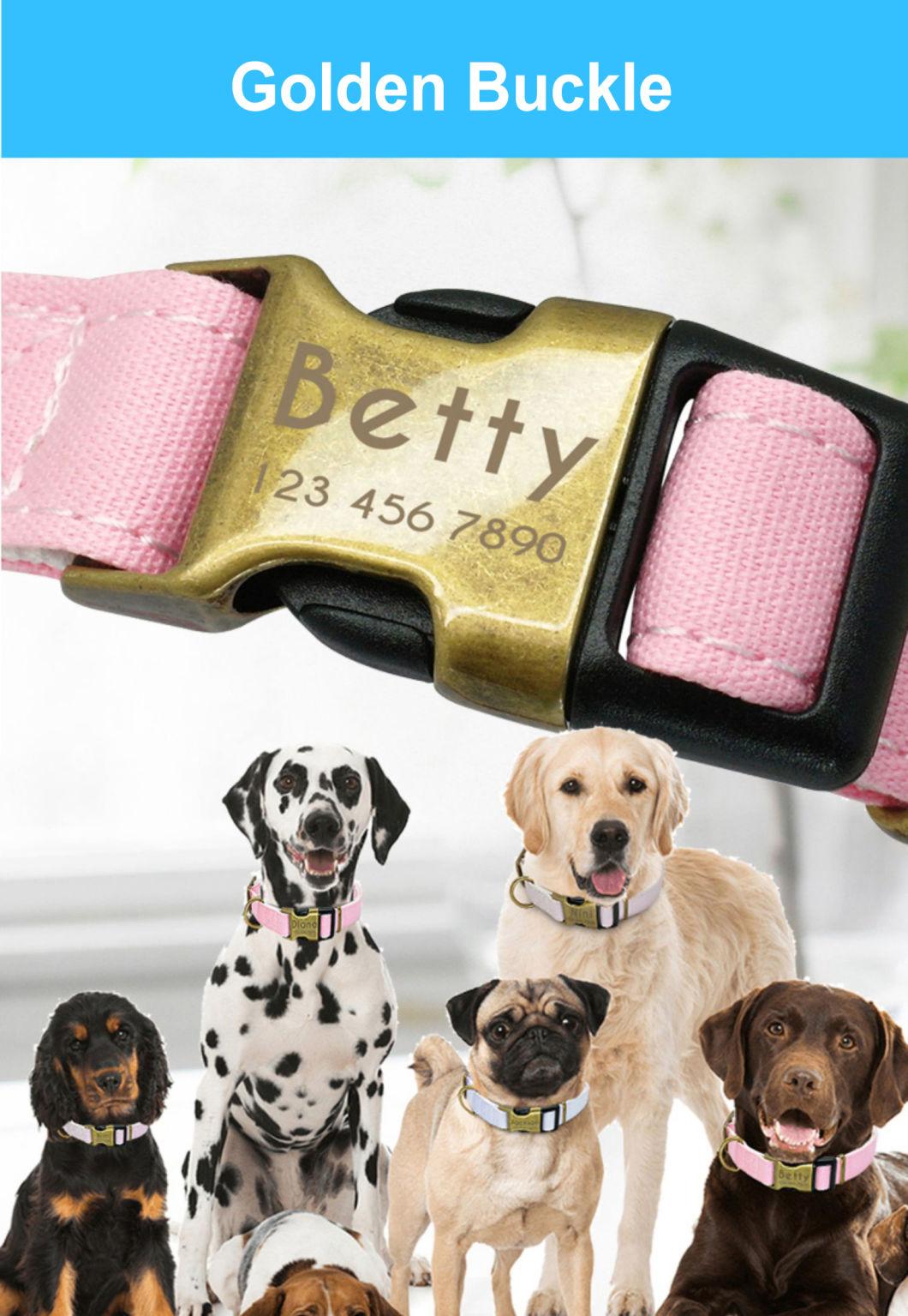 OEM Custom Luxury Personalized Name Plate Logo Adjustable Plain Polyester Pet Dog Collar