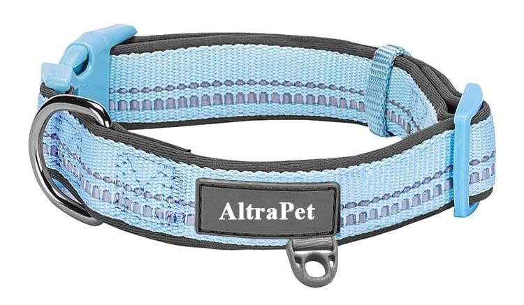 Soft Reflective Fashion Nylon Webbing Neoprene Padded Pet Dog Collar