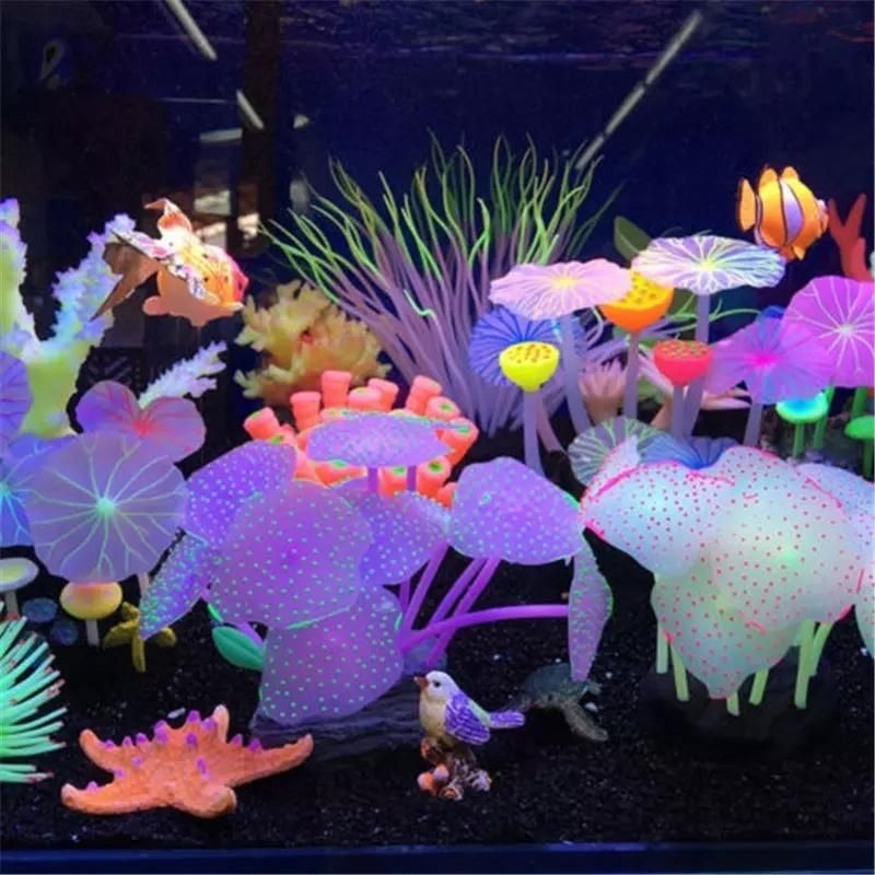 Wholesale Silicone Fluorescent Coral Decorative Landscape Aquarium Accessories