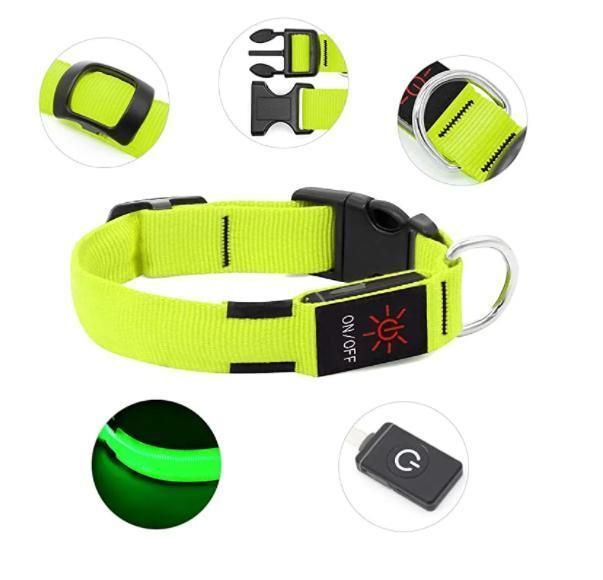 New Arrival Night Safety Flashing Flashing USB Cable Adjustable Rechargeable Glow Light up LED Pet Dog Collar for Animals