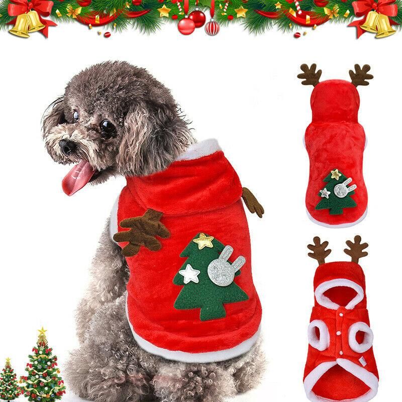 Dog Clothes Pet Dog Christmas Jacket Winter Warm Thick Cute Cartoon Small Dog Clothes