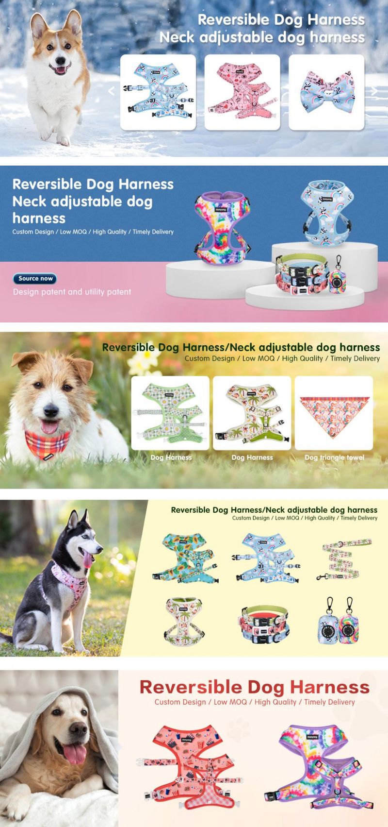 2022 Instgram Hottest Patent Reversible Dog Harness Luxury Dog Accessories Matching Dog Collar Dog Leash Sets