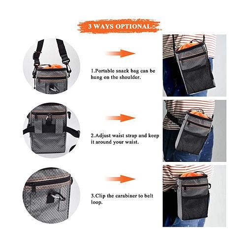 Dog Treat Pouch, All-in-One Lightweight Training Bag for Pets with Training Clicker and Eco-Friendly Biodegradable Pet Poo Bags