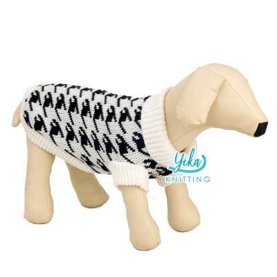 Polyester Argyle Knit Dog Hoodies Custom Bulldog