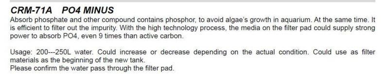Filter Pad (PO4) to Absorb Phosphate in Aquarium