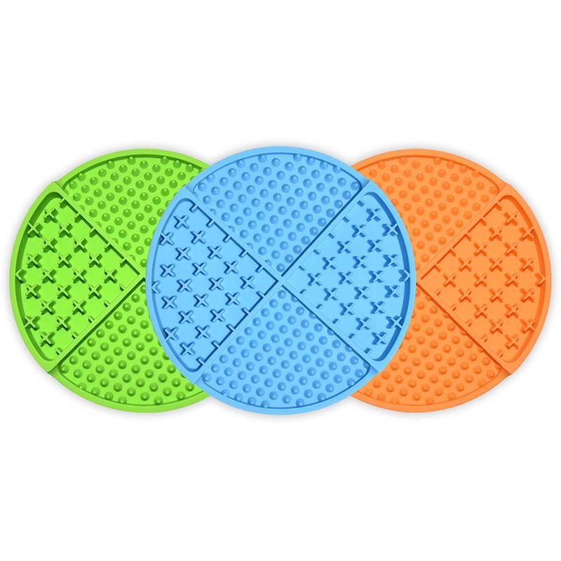 New Arrivals Durable Round Shape Food Grade Non-Toxic Anxiety Relief Feeding Pet Silicone Dog Lick Pad Animals Feeding Plate