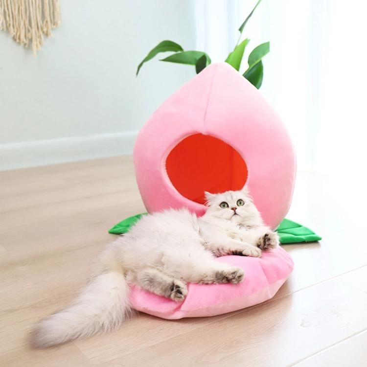 Fruit Peach Shape Warm Soft Pet Nest Bed for Small Animals Sleeping Bag for Dog Cat