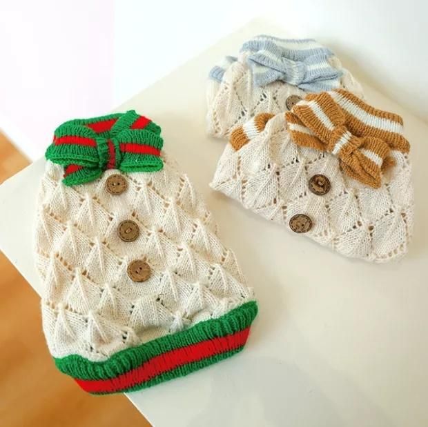 Soft Warm Dog Sweater Cute Knitted Dog Winter Clothes Classic Plaid British Style Dog Coats