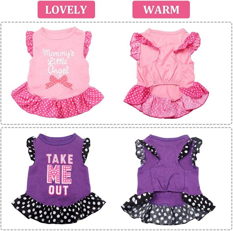 Cute Polka DOT Ribbon Cozy Sleeveless Dog Shirt Sundress Pet Dog Dress