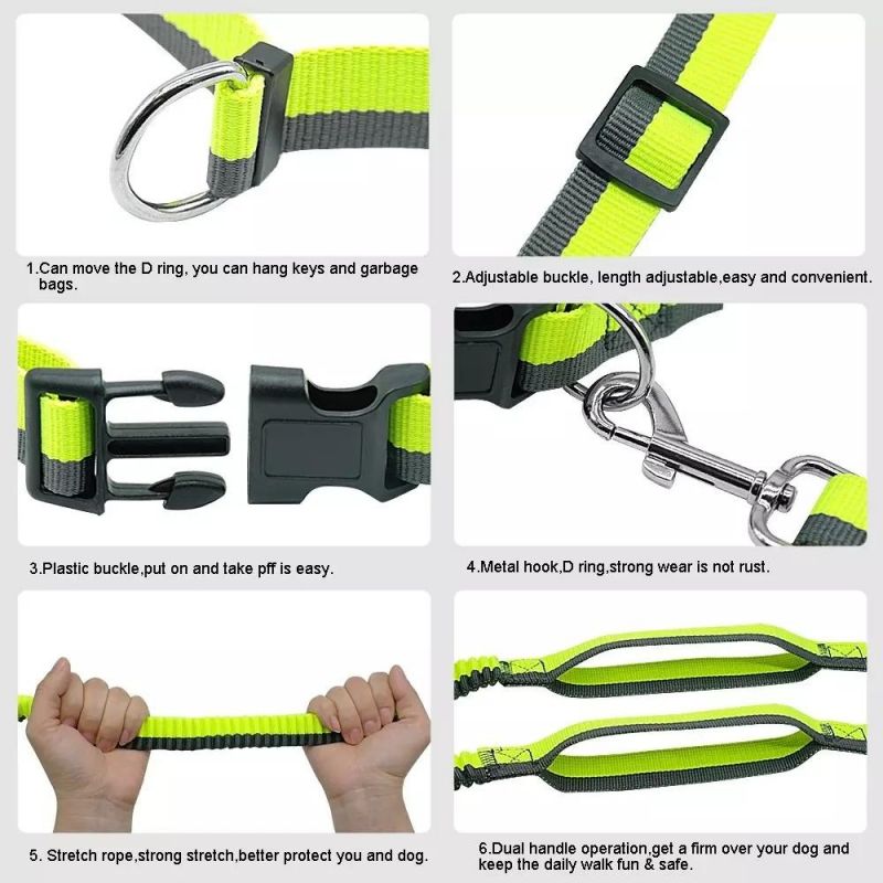 Dog for Running Walking Elastic Reflective Bungee Rope Dogs Leashes New Pet Hands Free Dog Leash Running Rope