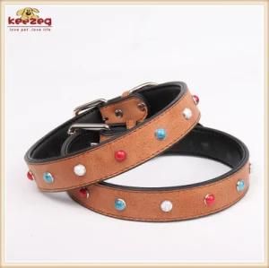 Classical Brown Gemstone Cat Dog Collars Leash/Pet Collars KC0167