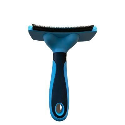Dog Cat Grooming Brush Comb Reduce Shedding Hair Pet Accessories Curved Cutter Blue-L