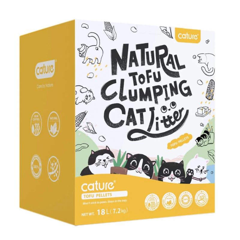 Cature Natural Degradable and Flushable Tofu Cat Litter of High Performance of Odor Control and Easy Scooping up