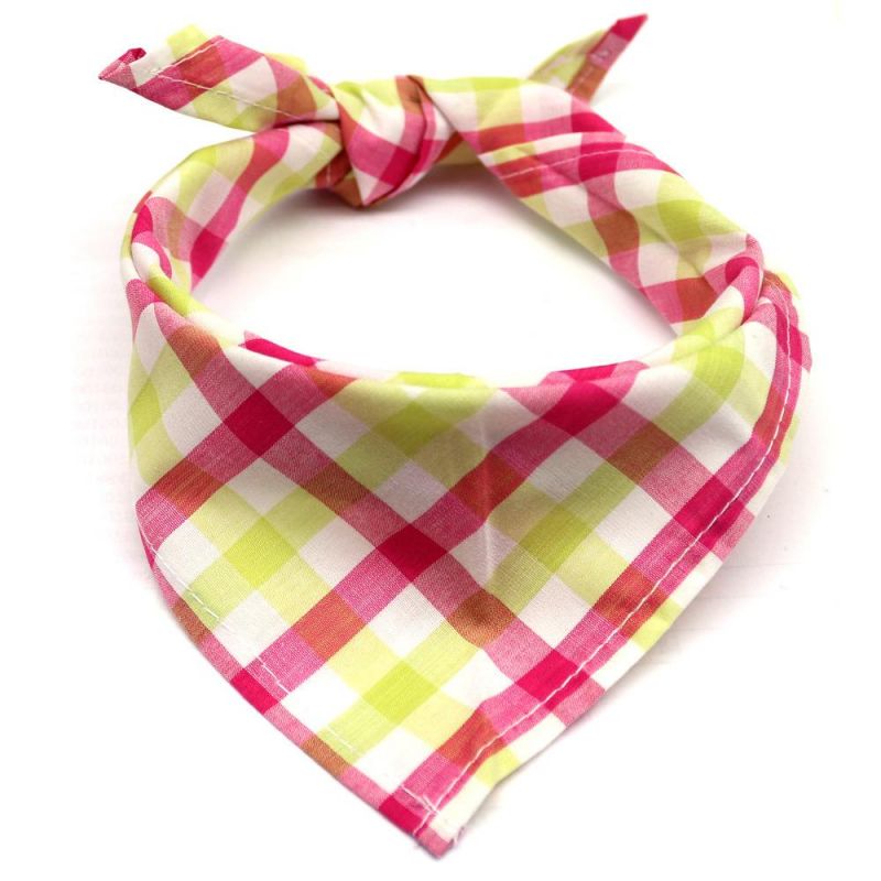 Puppy Square Plaid Printing Adjustable Scarf Dog Clothes Dog Bandana