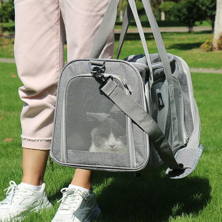 Expandable Travel Pet Carrier Tote Shoulder Bag with Strap