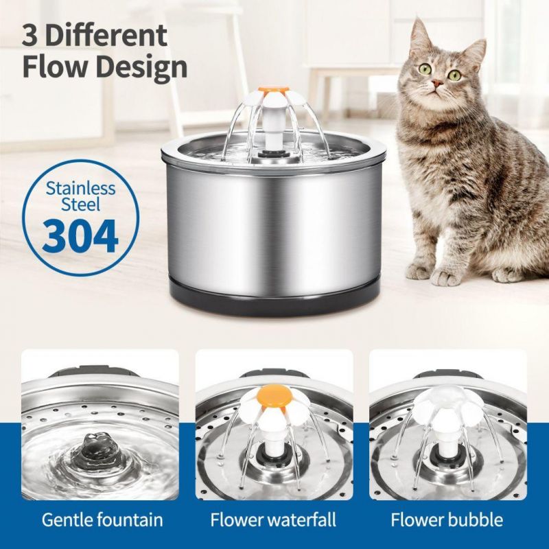 2.5L Automatic Stainless Steel Fountain for Cats Capacity Drinking Fountain