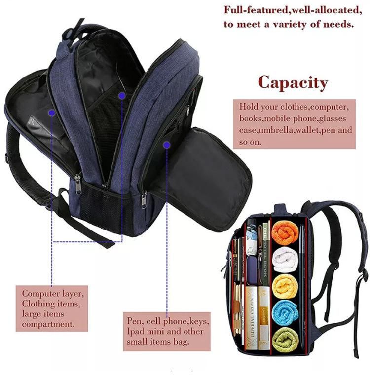 Travel Business Durable Laptop Backpack with USB Charging Port