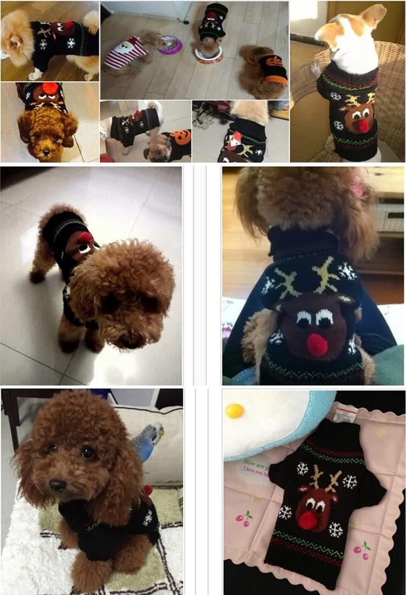 Dog Sweaters Christmas Cartoon Reindeer Pet Cat Winter Knitwear Warm Clothes