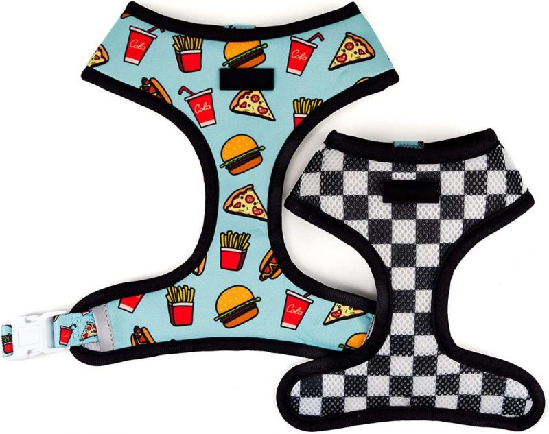 Reversible Harness with Interchangeable Printed Sides. Neoprene on One Side and Mesh on The Other. for X-Small to Medium Dogs