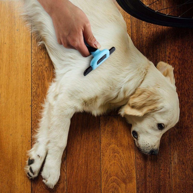 4 Inches Edge Dog Shedding Brush, De-Shedding Tool Deshedding Brush, Pet Grooming Shed Brush Tools for Dog and Cat Hairs, Professional Pet Reduces Shedding Tool