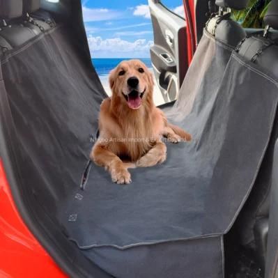 Black Detachable Canvas Car Cover Seat Backseat Pet Hammack Mat