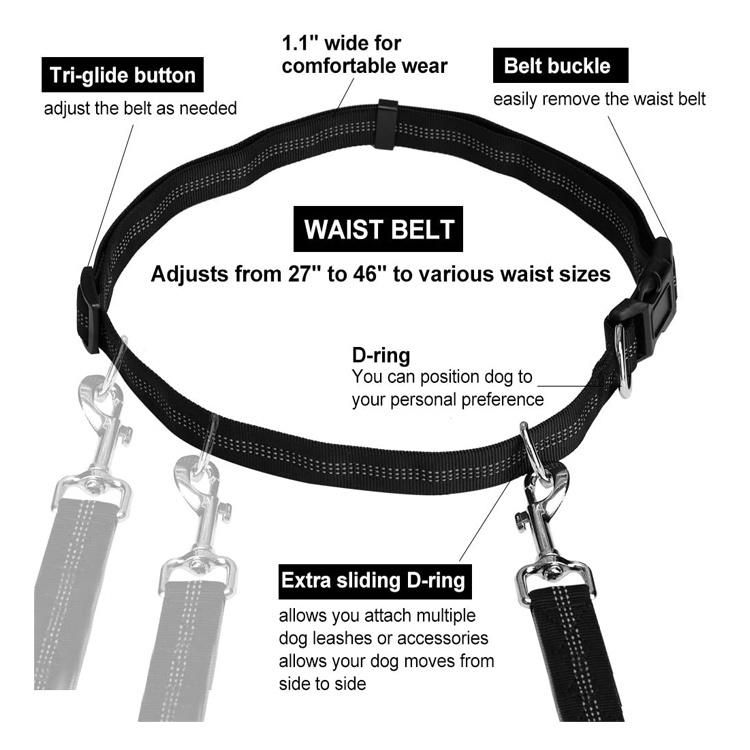 Hands Free Reflective Nylon Bungee Pet Dog Leash