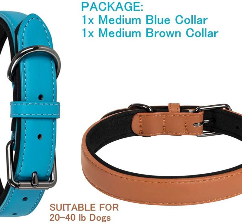 Genuine Leather Soft Waterproof Fabric Padded Dog Collars