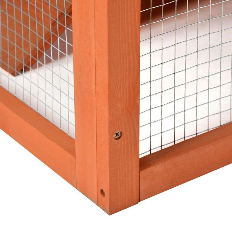 70 Inch Wood Bird Cage Outdoor Pet House for Small Animals with 2 Run Play Area
