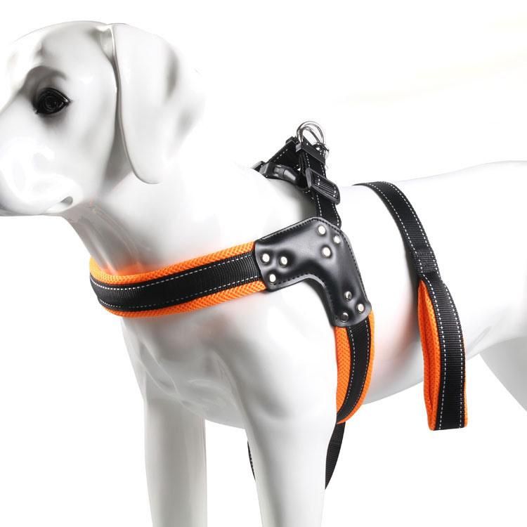 Dog Harness with PU Leather and Rhinestone Decorations Pet Harness Dog Leash Set