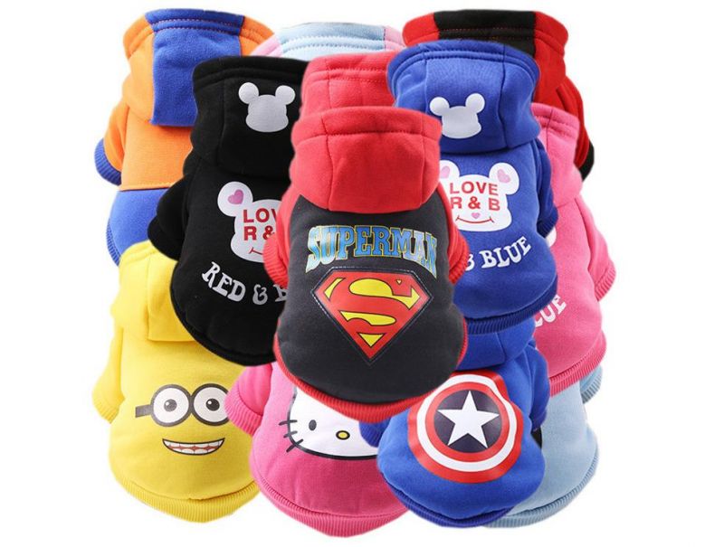 New Pet Clothes Autumn, Winter 100% Cotton Dog Cat Cartoon Hoodie Warm Pet Clothes