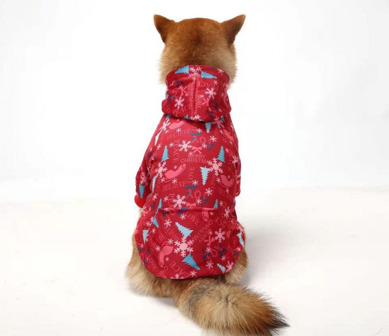 Christmas Tree Hoodie Dog Clothes Back Pocket Pet Coat