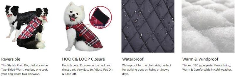 British Style Plaid Waterproof Dog Coats Soft and Warm Inner Layer