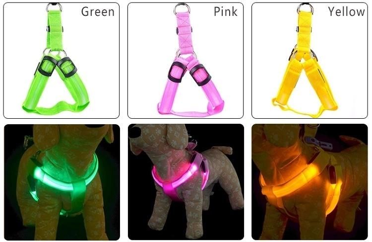 Pet Supplies Dog Accessories Rechargeable Colourful LED Light Dog Harness