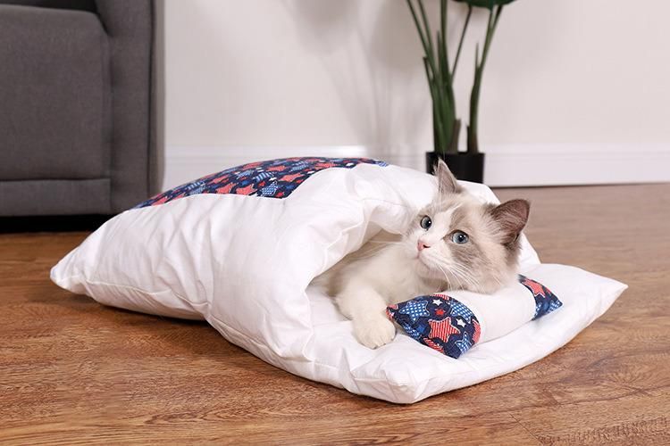 Washable Dog Cat Bed Cat Sleeping Bag Nest Mat Winter Warm Cat House Small Pet Bed