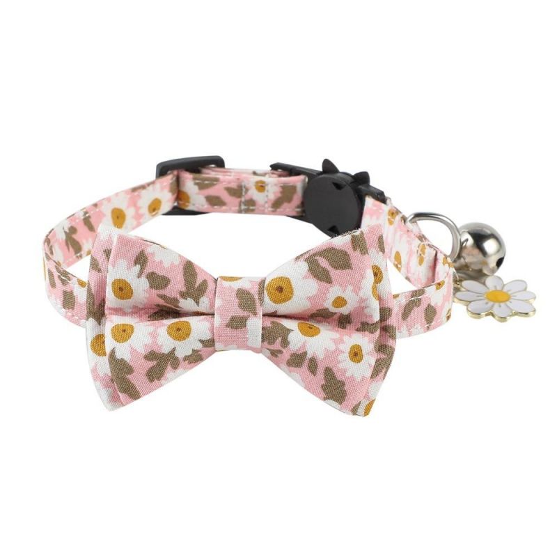 Custom Logo Premium Pet Supply Polyester No Fade Durable Cat Collar with Bowtie