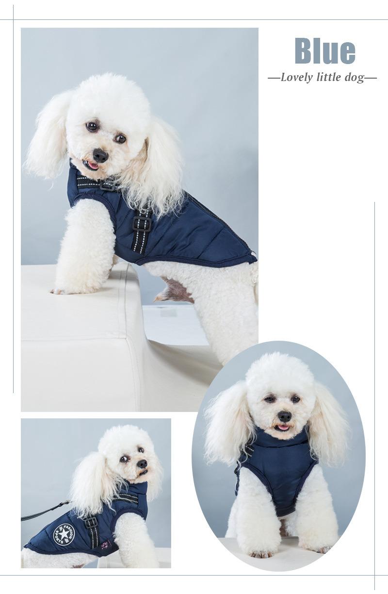 Dog Coat Jacket with Harness for Small and Medium Dogs Waterproof Dog Coat Jacket Warm Padded Puffer Pet Dog Puppy Clothes Vest