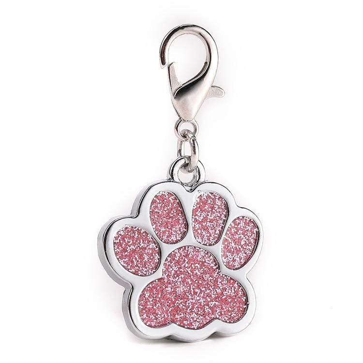 Animal Dog Cat Paw Print Charms Pendants Crystal Beads Glitter Footprint for Dog Tag Fit Pet Collar Necklace Pendant Chain