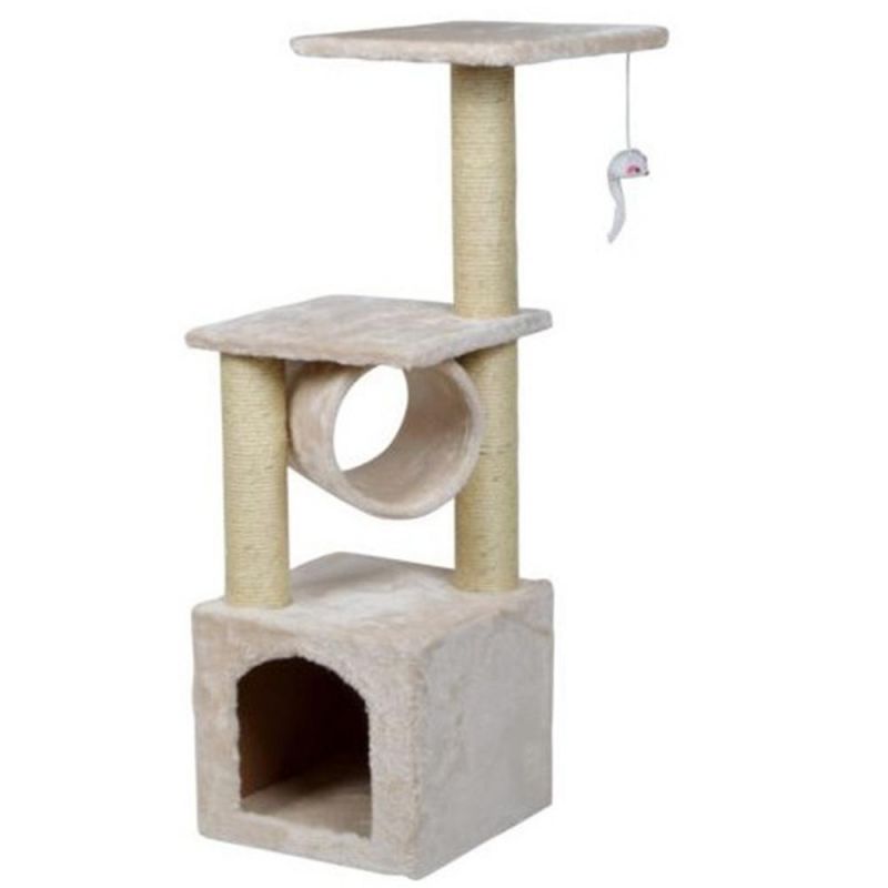 Thick Carpet Fabric Cat Climbing Frame with Sisal Rope and Hanging Ball