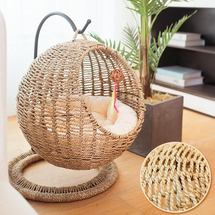 Rattan Woven Primary Color Hanging Basket Cat Nest