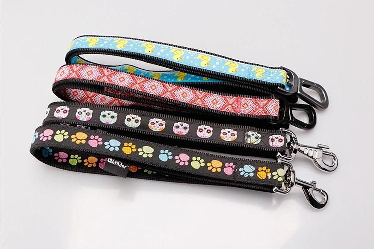 Cute Thick Strong Large Luxury Adjustable Custom Print Logo Dog Leash Nylon