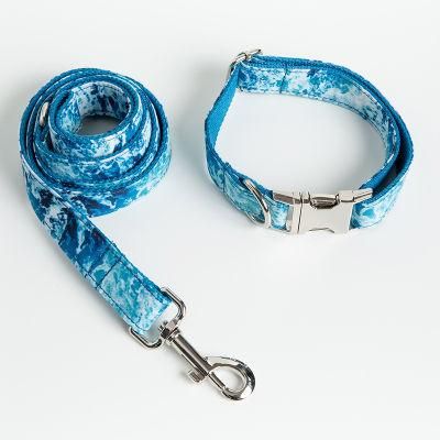Custom Fashion Pet Collar and Leash Heat Transfer Sublimation Logo Printed Dog Collar Leash Set