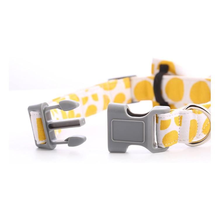 Printed Cotton Fabric Bowtie Dog Collar Durable Adjustable Pet Collar