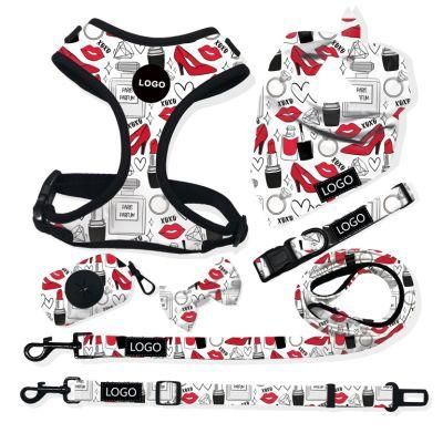 Dog Collar Custom Pattern Luxury Valentine&prime; S Day Dog Harness Set Ins Hottest Dog Leash OEM ODM Manufacture