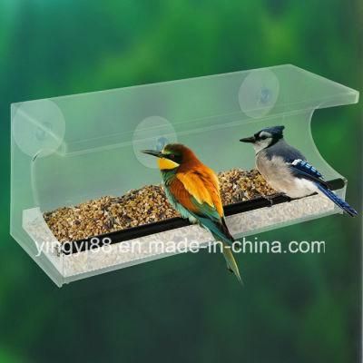 Custom Acrylic Window Bird Feeder with Water Tray